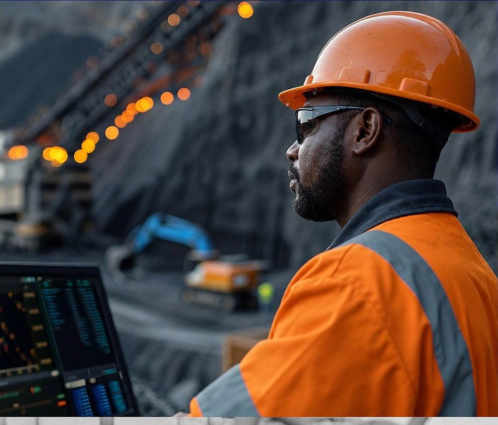 Operator monitoring a mining operation