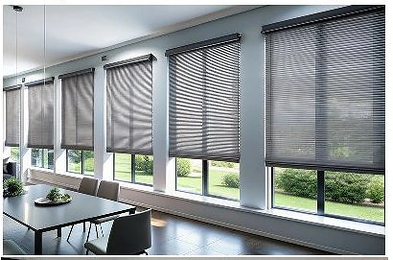 Roller blinds in an office